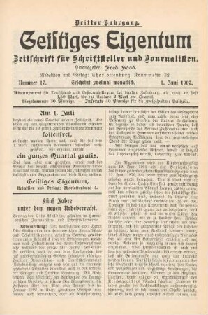 Nummer 17 (1. Juni 1907)