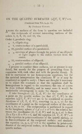 On the quartic surfaces ... .