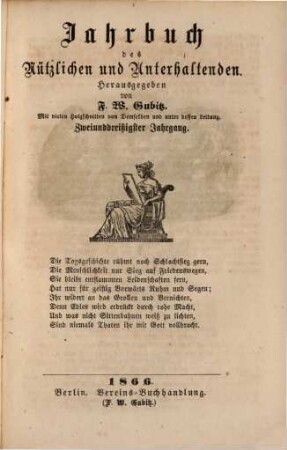 Jahrbuch des Nützlichen und Unterhaltenden. 32. 1866