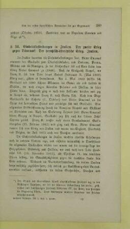 34. Einheitsbestrebungen in Italien. Der zweite Krieg gegen Dänemark. Der preußisch-östreichische Krieg. Italien
