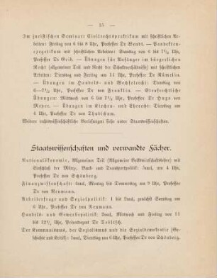 15-17, Staatswissenschaften und verwandte Fächer