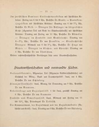 15-17, Staatswissenschaften und verwandte Fächer