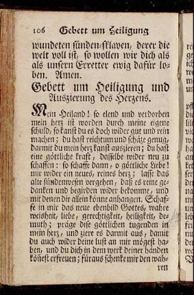 Gebett um Heiligung und Auszierung des Herzens