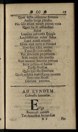 Ad Eundem Calendis Ianuariis.