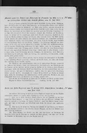 Zusatz zum Hafen-Reglement vom 15. Februar 1815, Schieß-Pulver betreffend, vom Juni 1823.