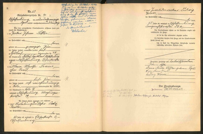 Standesamtsbuch der Stadt Aschaffenburg: Eheschließungen 252/1930 - 130/1931