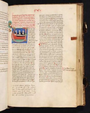 Historisierte Initiale: Hl. Katharina von Siena auf Totenbett