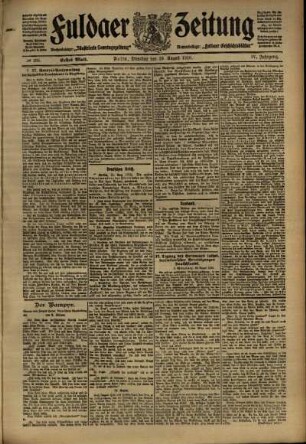 Erste Ausgabe vom Dienstag, den 16. August 1910.