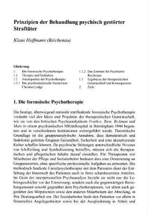 333-343, Prinzipien der Behandlung psychisch gestörter Straftäter