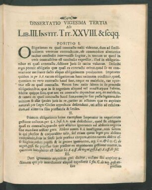 Dissertatio Vigesima Tertia Ad Lib. III. Instit. Tit. XXVIII. & seqq.