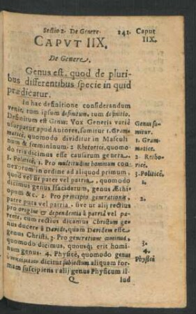 Caput IIX. De Genere.