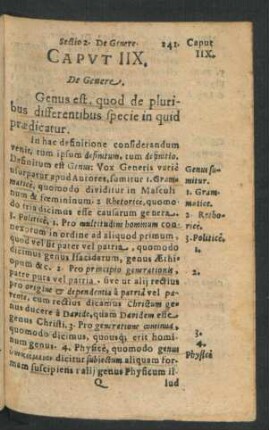 Caput IIX. De Genere.