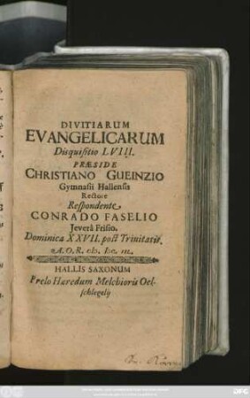 Divitiarum Evangelicarum Disquisitio LVIII.