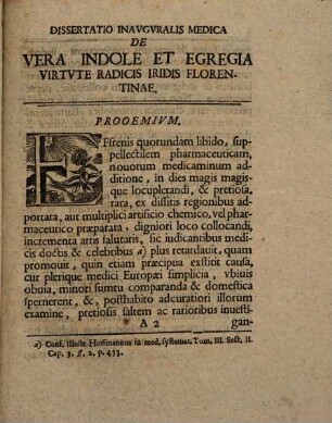 Diss. ... de vera indole et egregia virtute radicis iridis Florentinae