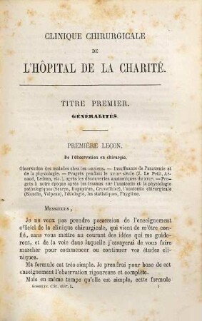 Clinique chirurgicale de lh́opital de la Charité. 1