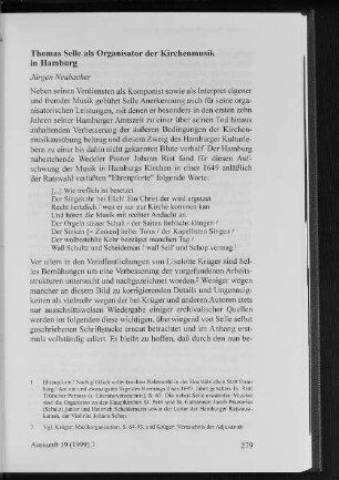 Thomas Selle als Organisator der Kirchenmusik in Hamburg