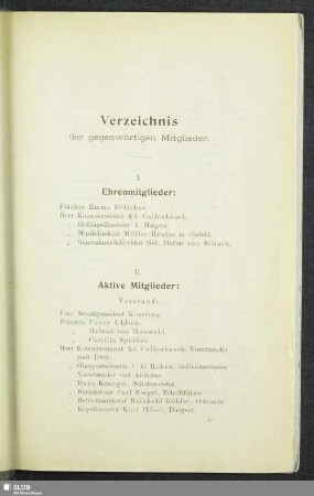 Verzeichnis der gegenwärtigen Mitglieder