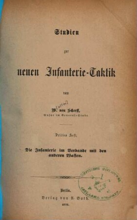 Studien zur neuen Infanterie-Taktik, 3