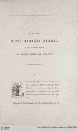 Histoire d'une Bergère Blonde d'une Bergère Brune et d'une Reine de France