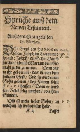 Sprüche auß dem Newen Testament.