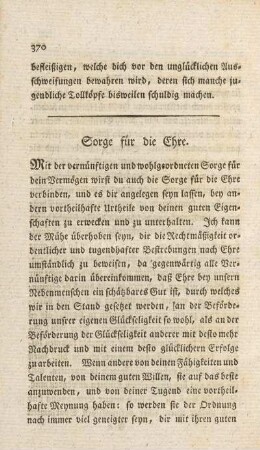 Sorge für die Ehre