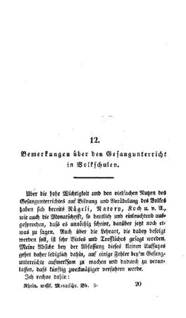 Bemerkungen über den Gesangunterricht in Volkschulen