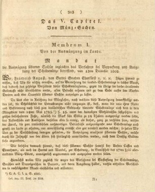 Das V. Capitel. Von Münz-Sachen.