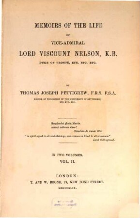 Memoirs of the life of Vice-Admiral Lord Viscount Nelson, 2