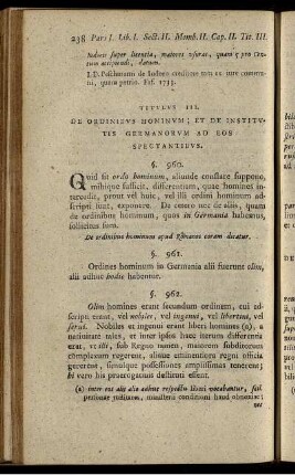 Titulus III. De Ordinibus Hominum; Et De Institutis Germanorum Ad Eos Spectantibus.