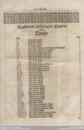 Register und Ordnung der Figuren dieses Buchs.