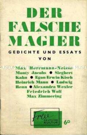 Publikation des Freien Deutschen Kulturbundes in Grossbritannien mit Beiträgen deutscher Exil-Schriftsteller