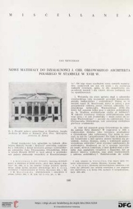 Nowe materiały do działalności J. Chr. Orłowskiego architekta polskiego w Stambule w XVIII w.