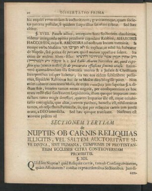 Sectionem Tertiam De Nuptiis Ob Carnis Reliquias Illicitis, ...