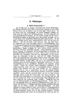 Nachruf : Karl Lamprecht ; [Mitteilungen]