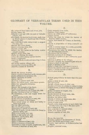 Glossary of vernacular terms used in this volume