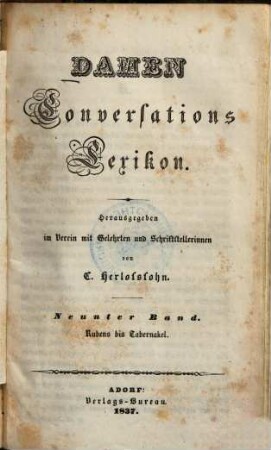 Damen-Conversations-Lexikon, 9. Rubens bis Tabernakel