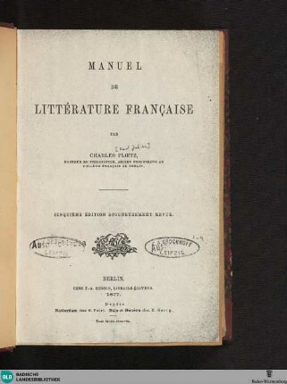 Manuel de littérature française