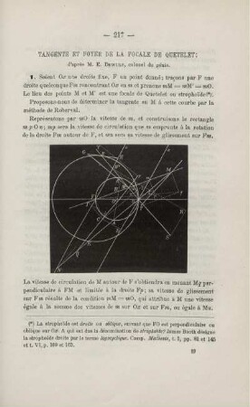 TANGENTE ET FOYER DE LA FOCALE DE QUETELET.
