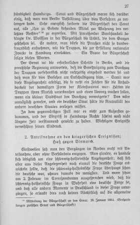 2. Anteilnahme an den kriegerischen Ereignissen; Haß gegen Bismarck.