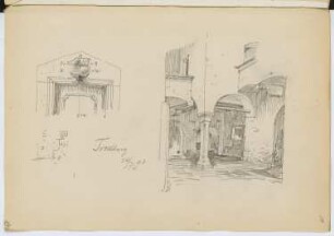 Trostburg, Waidbruck: Ansicht von Tor und Innenhof (aus: Skizzen- und Fotoalbum 13)