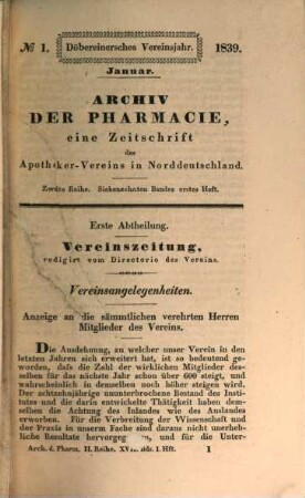 Archiv der Pharmazie : chemistry in life sciences. 17. 1839