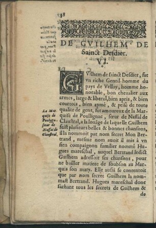 De Guilhem de Sainct Desdier, VI
