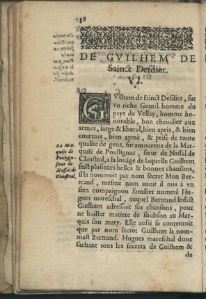De Guilhem de Sainct Desdier, VI