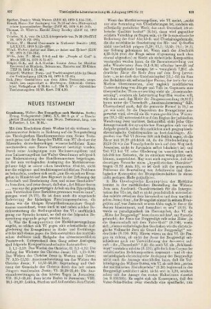 817-823 [Rezension] Grundmann, Walter, Das Evangelium nach Matthäus