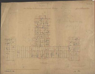Zeichnung betreffend d. Neubau des Krankenhauses der Stadt Lemgo / Erdgeschoß Juni 1899
