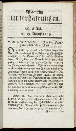 64 Stück. d. 19. August 1769.