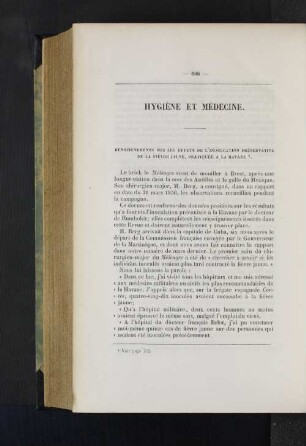 Hygiene et medecine.