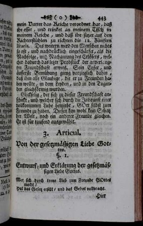 3. Articul. Von der gesetzmässigen Liebe Gottes.