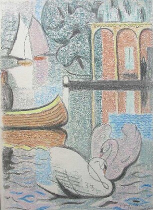 Schwäne und Boote