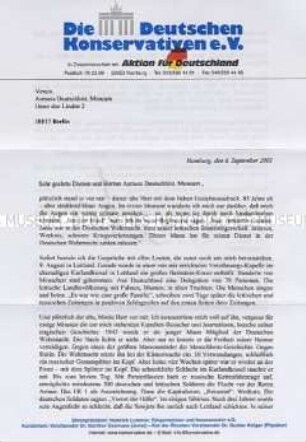 Rundschreiben mit einem Spendenaufruf für einen lettischen Kriegsinvaliden der Wehrmacht - Sachkonvolut